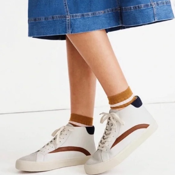 Madewell Shoes - Madewell Sidewalk Colorblock Leather Hightop Sneakers Womens 9M  Mens 7.5M
